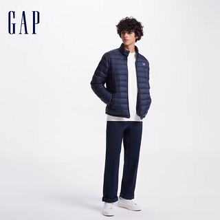 Gap 男装秋季印花logo小立领羽绒服简约外套 海军蓝 185/104A(XXL)亚洲尺码