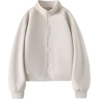 班尼路（Baleno）星空棉立领短款开衫外套女2025年春秋季潮流时尚休闲女装上衣 浅卡其 S