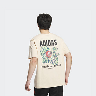 adidas印花篮球运动上衣圆领短袖T恤男装阿迪达斯 沙棕 3XL