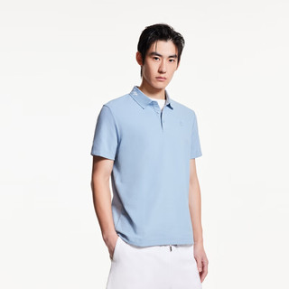 杰克·琼斯（JACK&JONES）25年男装短袖POLO衫男士【凉感】商务休闲字母提花翻领夏季T恤 C40雾蓝色 常规 M