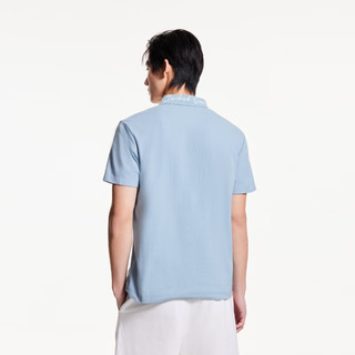 杰克·琼斯（JACK&JONES）25年男装短袖POLO衫男士【凉感】商务休闲字母提花翻领夏季T恤 C40雾蓝色 常规 M