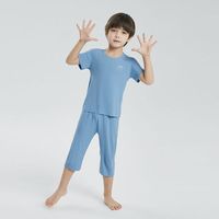 猫人 MIIOW儿童睡衣套装男童女童冰丝可外穿家居服薄款宝宝空调服春夏季 海水蓝 160 建议身高140-146 体重63-70斤