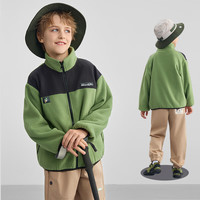 迪士尼童装女男童撞色运动外套2025年春秋装儿童户外休闲帅气外套 格绿 160