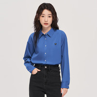 初语基础长袖衬衫女春秋通勤风宽松百搭打底衬衣 克莱因蓝 L
