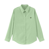 初语基础长袖衬衫女春秋通勤风宽松百搭打底衬衣 春水绿 L