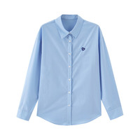 初语基础长袖衬衫女春秋通勤风宽松百搭打底衬衣 天蓝色 XL