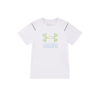 安德玛(Under Armour)童装宽松男童T恤儿童字母印花圆领短袖速干大童上衣243120154 白色 130 130cm