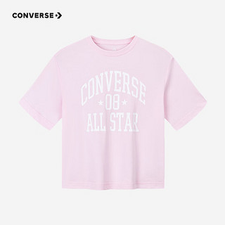 Converse【2件装】匡威儿童T恤男童短袖儿童半袖纯棉休闲圆领t恤儿童上衣 浆果粉+白色 110 /56 【身高104-110cm】