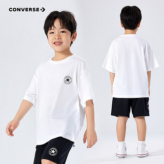 Converse【2件装】匡威儿童T恤男童短袖儿童半袖纯棉休闲圆领t恤儿童上衣 岩岭灰+白色 120 /60 【身高110-116cm】