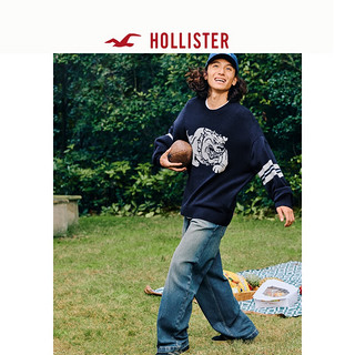 HOLLISTER25春新款情侣宽松图案嵌花针织毛衣男装女装KI320-5023