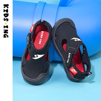 kids.ing【春夏特惠】儿童包头凉鞋男童运动鞋软底防滑女小童宝宝 黑色 25码 适合脚长13.9-14.7cm