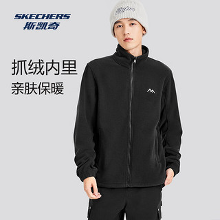 斯凯奇（Skechers）魔方系列｜男女款三合一摇粒绒防风防水冲锋衣外套 男款-碳黑/0018 L