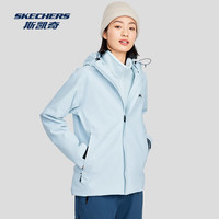 斯凯奇(Skechers)魔方系列|男女款三合一摇粒绒防风防水冲锋衣外套 女款-婴儿浅蓝/022G XS