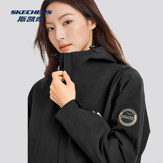 斯凯奇（Skechers）魔方系列｜男女款三合一摇粒绒防风防水冲锋衣外套 女款-碳黑/0018 XL