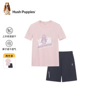 暇步士(Hush Puppies)【速干】童装儿童男女大童夏季多彩亮眼运动风短袖套装 芭蕾舞粉 130 130cm