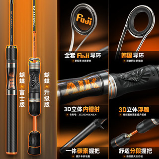 哈斯达（HISTAR）蝴蝶路亚竿微物超软弹射实心白条马口竿鱼竿套装纺车轮路亚竿全套 1.5m - UL直柄单竿【富士导环】