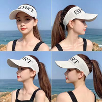 蝴蝶少女遮阳帽太阳帽鸭舌帽防晒空顶韩版白色运动出游遮脸百搭显瘦2 4件套(防晒帽+冰袖+墨镜+口罩)