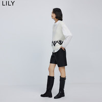 丽丽LILY春新款女装绵羊毛时尚提花气质通勤款叠穿针织马甲背心女 612奶白