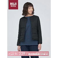 MUJI 無印良品 无印良品（MUJI）女式 轻量羽绒便携式 无领 夹克 羽绒服女款 黑色 M