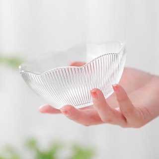 乐唯诗（LOVWISH） 玻璃碗汤碗儿童碗饭碗沙拉碗方便面碗具餐具拉面碗 花瓣碗【透明款】300ml*2