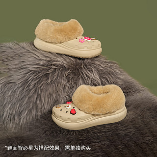 crocs 卡骆驰 暖棉洞洞鞋冬季暖绒泡芙鞋保暖舒适棉拖鞋