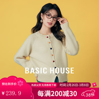 百家好（Basic House）Basic House/百家好韩系圆领彩扣毛衣2025设计感春季短款针织开衫 米色 S