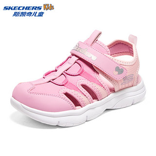 Skechers斯凯奇儿童包头凉鞋男童鞋夏季轻质防滑女大童大头沙滩鞋302969L 女童/粉红色/浅粉色/PKLP 37