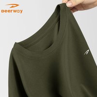 Deerway德尔惠夏季短袖男士运动透气凉感T恤户外美式潮款半袖个性百搭宽松上衣 军绿#JDR白标 L