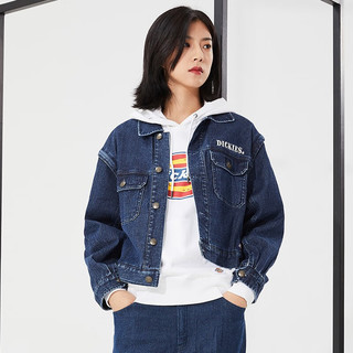 dickies外套字母印花新复古回潮牛仔夹克 女式短款时尚休闲薄外套 10142 靛青蓝(梭织) S