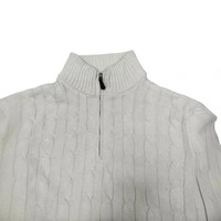 FOURDATRY拉夫小马标半拉链麻花毛衣半高领女羊毛衫套头宽松慵懒风针织上衣 米白色(羊毛版本) M