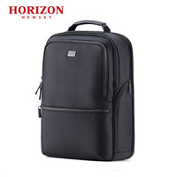 HORIZON 地平线尼龙商务电脑包通勤双肩包男背包出差包旅行商务包独立电脑 黑色