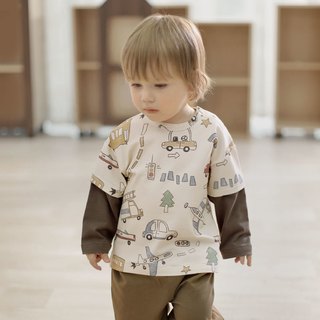 男童t恤春秋长袖婴幼儿休闲衣服女童洋气假两件宝宝春季儿童上衣