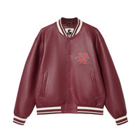 杰克·琼斯(JACK&JONES)25年CNY联名蛇年新年款潮流休闲棒球领PU夹克外套男仿皮衣皮夹克