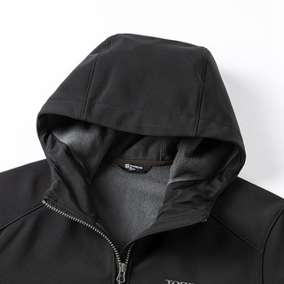 探路者（TOREAD）软壳服户外防风保暖加绒软壳衣徒步夹克衫登山服外套TAEECM91899 黑色（男24新） XL