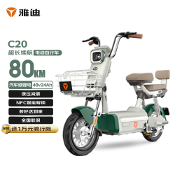 雅迪 C20新国标电动自行车 绅士绿