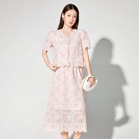 马克华菲女装夏季套装2024小众轻奢蕾丝连衣裙气质百搭两件套