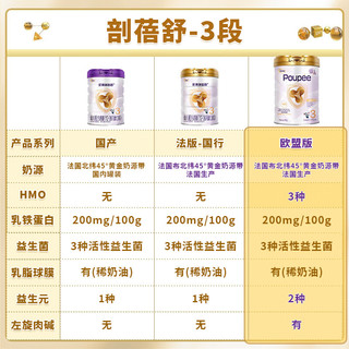圣元优博剖蓓舒 欧盟版 至尊白金3段升级HMO乳铁蛋白幼儿配方奶粉900g 3段 900g 6罐