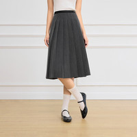 范思蓝恩灰色百褶裙松紧腰头半身裙遮肉显瘦2025春季裙子1299 灰色 S