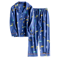 顶瓜瓜儿童睡衣春秋纯棉翻领家居服男童女童空调服套装夏季薄款