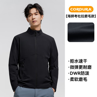 拓路者（Pioneer Camp）海狮软壳衣考杜拉男户外运动登山服加绒保暖冬季防风立领夹克外套 黑色-薄绒 2XL