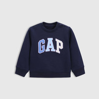 Gap【大小童同款】男童2025春季贴布绣logo卫衣儿童装687540 海军蓝 90 cm(1-2岁)亚洲尺码