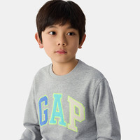 Gap【大小童同款】男童2025春季贴布绣logo卫衣儿童装687540 浅灰色 90 cm(1-2岁)亚洲尺码