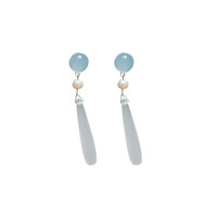 VAN CRUDE ANNORA新中式古风水滴玉髓琉璃珍珠蚊香盘耳夹无耳洞轻奢气质复古耳环女 白粉耳钉