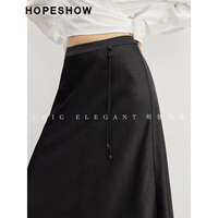 红袖垂感优雅气质半身裙秋季2024女装中高腰仿醋酸皱感缎面鱼尾裙 米白3004 L