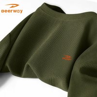 Deerway德尔惠短袖t恤男夏季户外运动华夫格吸汗透气上衣宽松百搭个性圆领半袖
