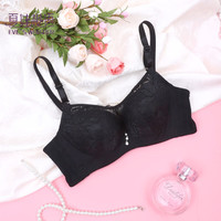 夏娃秘语 EVE‘S WHISPER小胸聚拢文胸品牌蕾丝内衣女上托显胸性感少女侧收副乳奢胸罩 黑色(Y045) 80A /36A上薄下厚杯
