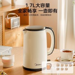 美的 电热水壶母婴级不锈钢一体无缝内胆自动断电柔声电热烧水壶