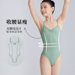 艾舞戈体操服成人女吊带锦纶高胯芭蕾舞服艺考高弹形体练功服基训服 雾蓝（裸感双面） 150