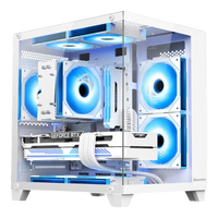 航嘉（Huntkey）V320初恋 全景版海景房机箱 台式电脑机箱（双面钢化玻璃/左右分区/240水冷/7风扇位/M-ATX主板 ） V320初恋全景版-白色+7个暮光炫彩风扇