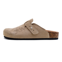 马登插画版穆勒鞋半拖男夏厚底真皮包头凉拖鞋外穿钓鱼平底鞋 沙丘色 45 (275mm) 男码-偏大一码